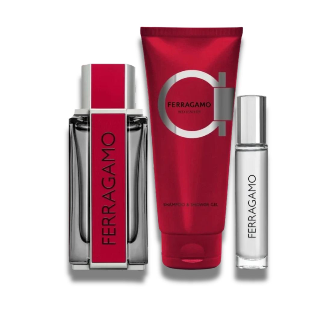 Ferragamo Red Leather Gift Set