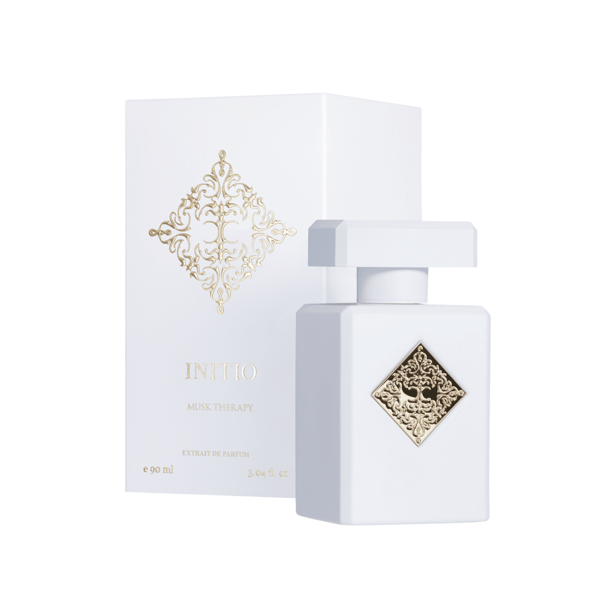Initio Musk Therapy Extrait de Parfum upright bottle with matching box behind